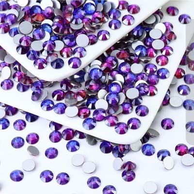 288pcs SS34 Purple Velvet Flatback 3D Glass DIY Nails Art Crystal Stones Manicur