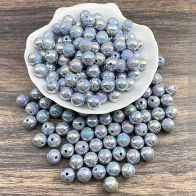 200 8mm Round Acrylic Pearl Beads Colorful Spacer Jewelry DIY Gray - Thumbnail 3