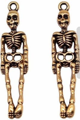 25 Gold Full Body Skeleton Dia De Los Muertos Day of the Dead Charms
