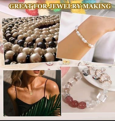 8mm Rondelle Spacer Bead, 200 Pcs Rhinestone Loose Bead, Silver - Thumbnail 5