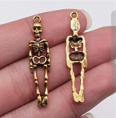 25 Gold Full Body Skeleton Dia De Los Muertos Day of the Dead Charms - Thumbnail 3