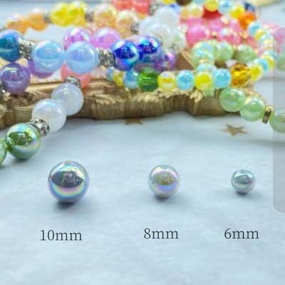 200 8mm Round Acrylic Pearl Beads Colorful Spacer Jewelry DIY Gray - Thumbnail 2