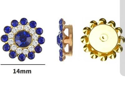 100 Pcs 14mm Sew on Rhinestones, Flower Glass Rhinestones, Blue - Thumbnail 3