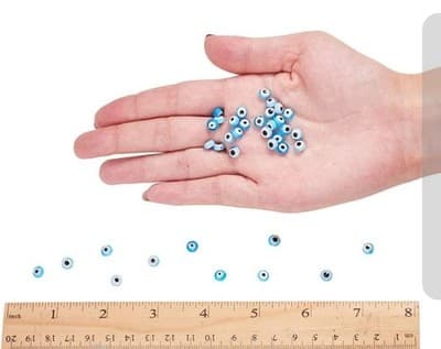 6mm Turquoise Evil Eye Beads - 60 Pcs Real Glass Evil Eye Beads From Turkey - Thumbnail 2