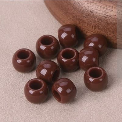 200pcs 10mm Brown acrylic large hole loose beads Jewelry Accessories crafts - Image 1