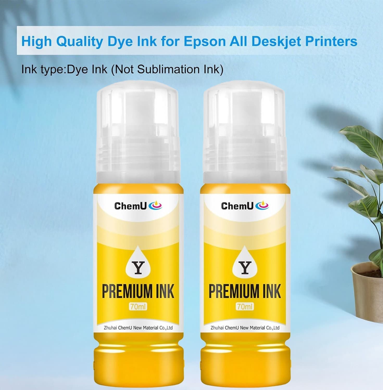 2 Pack ChemU 522 Yellow Ink - High Yield Refill for Epson ET EcoTank Printers - Image 1