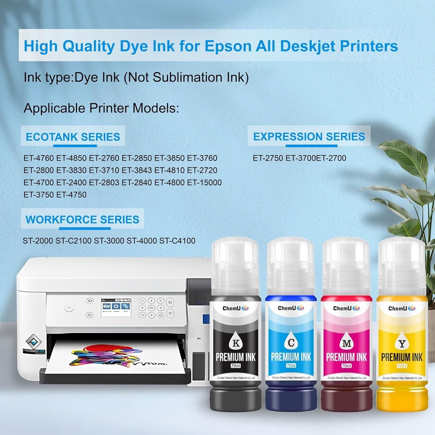 2 Pack ChemU 522 Yellow Ink - High Yield Refill for Epson ET EcoTank Printers - Thumbnail 3