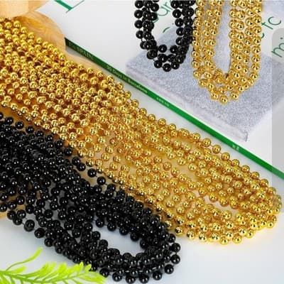 12PCS New Eve Bead Necklace, Black Gold Bead Costumes Necklace Party Supplie... - Thumbnail 2