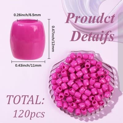 Large Hole Pony Beads for DIY Jewelry Women Plastic Colorful Pink Beads Craft - Thumbnail 2