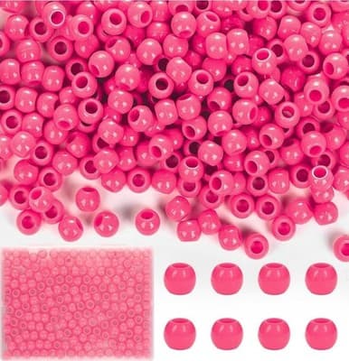 200 Pcs 10X12Mm Large Hole Hair Beads, Pink Jumbo Pony Beads for B - Image 1