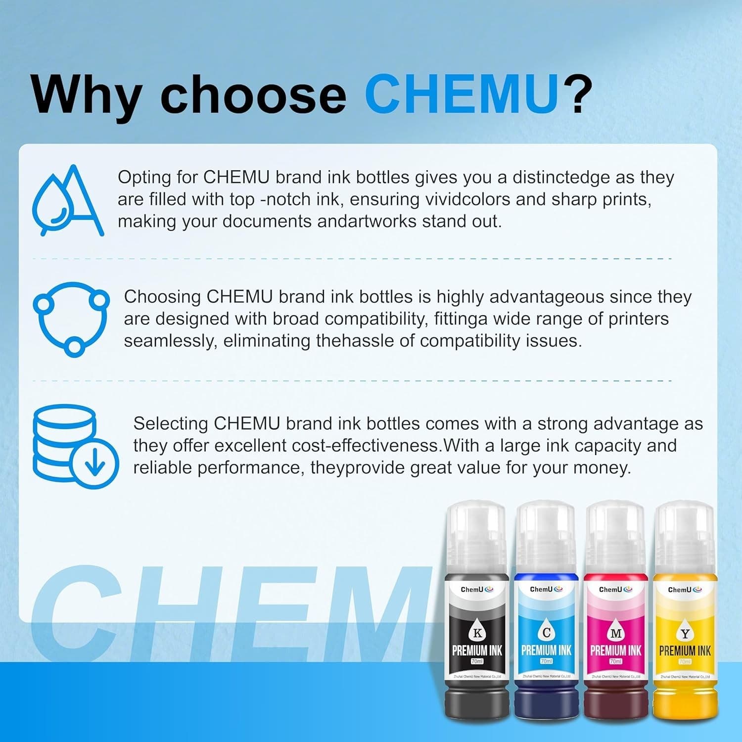 2 Pack ChemU 522 Yellow Ink - High Yield Refill for Epson ET EcoTank Printers - Thumbnail 6