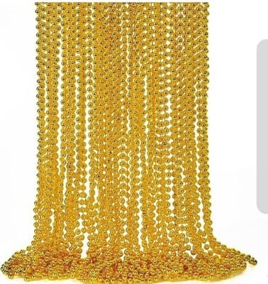 12PCS Mardi Gras Beads, Gold Beaded Necklace Stuff Set, 33" Mardi Gras Christmas - Image 1