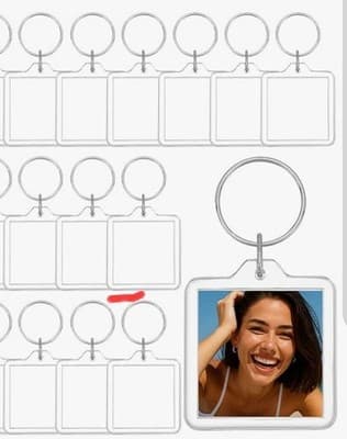 Transparent Blank Acrylic Insert Photo Picture Frame DIY Keychain 12pc 1.5x1.5in - Image 1