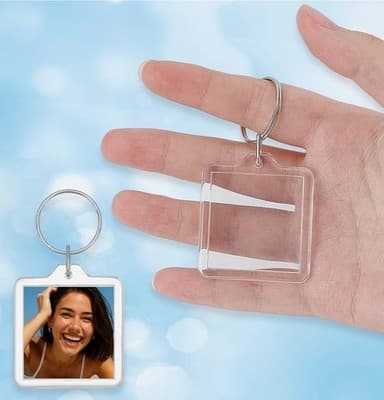 Transparent Blank Acrylic Insert Photo Picture Frame DIY Keychain 12pc 1.5x1.5in - Thumbnail 3