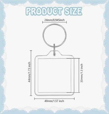 Transparent Blank Acrylic Insert Photo Picture Frame DIY Keychain 12pc 1.5x1.5in - Thumbnail 4