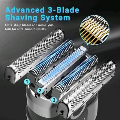 Portable Electric Foil Shaver USB Rechargeable Beard Razor Smooth Finish Fast - Thumbnail 3