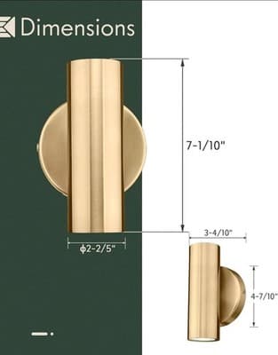 Brass Gold 2-Light Wall Sconce Modern Up Down Indoor Lamp Bedroom Bathroom - Thumbnail 5