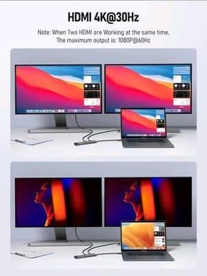 Mkighub 11-in-1 USB C Docking Station Dual HDMI 4K PD Ethernet SD/TF Silver - Thumbnail 4