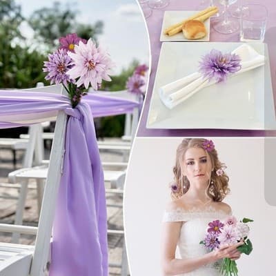 48 PCS Artificial Flowers Heads, Fake Daisy Heads Bulk Silk Faux Rose Purple - Thumbnail 4