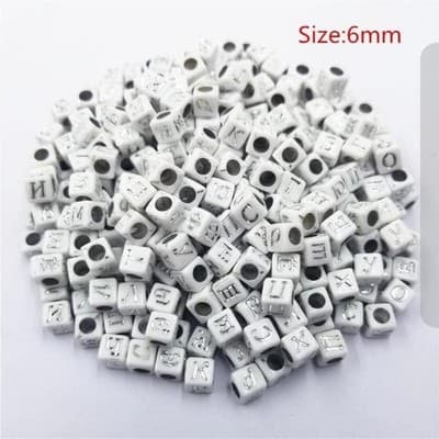 6x6mm Gold Metallic Alphabet Beads Black Letters 300pc. Jolly Store Crafts - Thumbnail 2