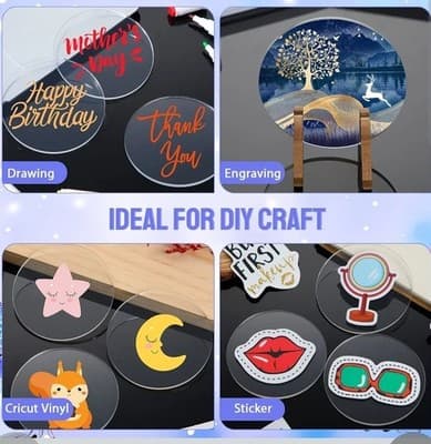 10Pcs 4" Dia Light Weight Acrylic Circles Round Clear Sheet Ornament Blank - Thumbnail 2