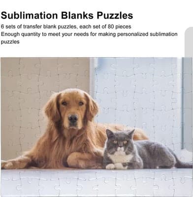 6 Sublimation Blanks Puzzles DIY Blank Puzzle for Sublimation Transfer 6x8 80pcs - Thumbnail 4