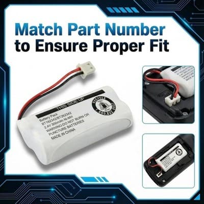 2-Pack BT162342/BT262342 2.4V Battery Packs for Vtech Cordless Phone - Thumbnail 4