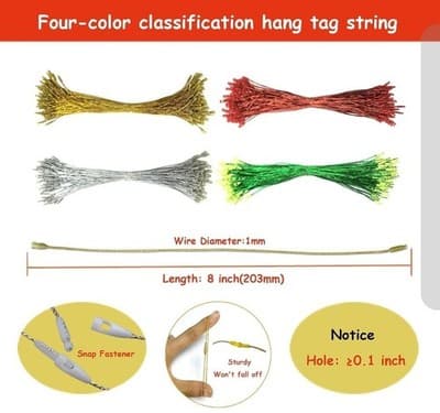 Ornament Hanger Strings 400 PCS Gold Silver Red Green Precut Ropes Hooks - Thumbnail 2