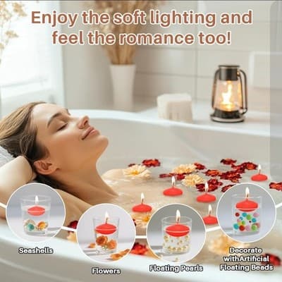 10pcs Red Floating Candles - Small Floating Candles for Centerpieces - Thumbnail 3