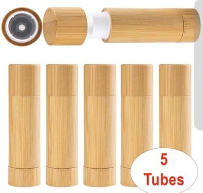 5 Pack 5g Bamboo Lip Balm Tubes Empty DIY Refillable Eco-Friendly Containers - Image 1