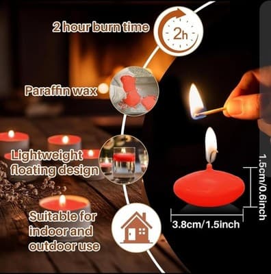 10pcs White Floating Candles - Small Floating Candles for Centerpieces - Thumbnail 3