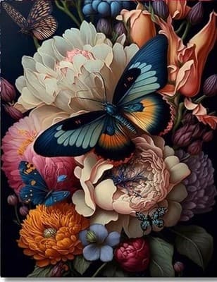 Diamond Art Butterfly Flowers Craft Kit 30x40cm - Image 1