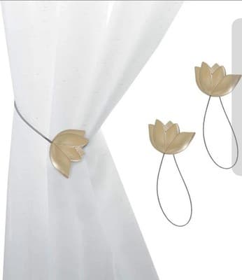 2pcs Magnetic Tulip Curtain Tiebacks – Gold Resin Drapery Holdbacks Elegant - Image 1