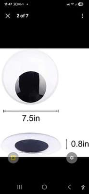 Huge 7.5 Inch Wiggle Eyes Stick-On Googly Eyes for Crafts, Trees, Fun Projects - Thumbnail 3