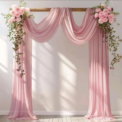 Dusty Rose Wedding Arch Drapes 2 Panels 30"x20Ft Sheer Curtain Backdrop - Image 1
