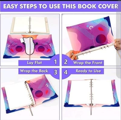 Feela 5-Pack Book Covers | Neon Stretchable Fabric | Fits up to 9'x11' Textbooks - Thumbnail 4