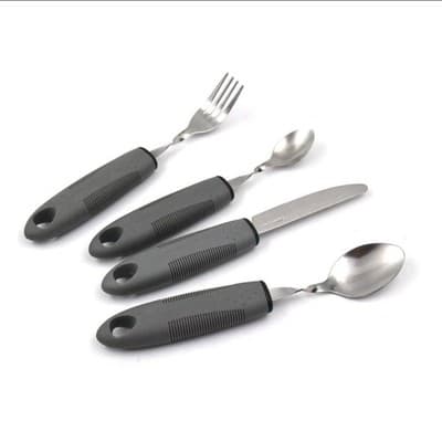 Adaptive Elderly Utensils Set Stainless Steel 4 Pieces Travel Pouch Grip - Thumbnail 2