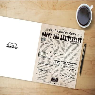 Large 2nd Anniversary Card – Romantic Greeting for Husband Wife Couple Celebrati - Thumbnail 2