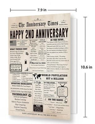Large 2nd Anniversary Card – Romantic Greeting for Husband Wife Couple Celebrati - Image 1