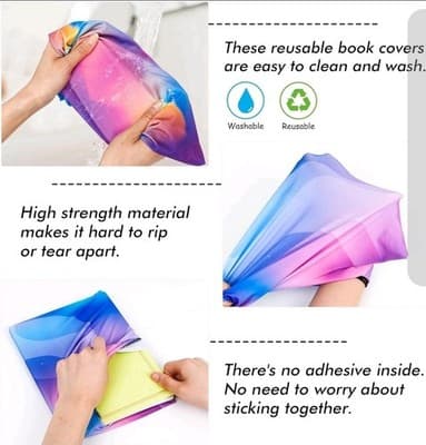 Feela 5-Pack Book Covers | Neon Stretchable Fabric | Fits up to 9'x11' Textbooks - Thumbnail 2