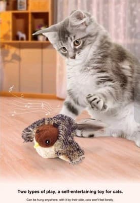 Flapping Bird Cat / Dog Toy – Chirping Plush – Motion Sensor - Touch Activated - Thumbnail 4