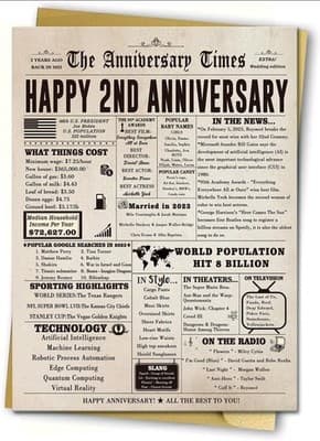 Large 2nd Anniversary Card – Romantic Greeting for Husband Wife Couple Celebrati - Thumbnail 4