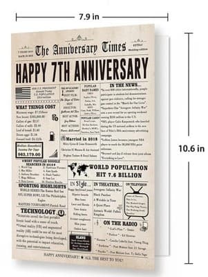 Large 7th Anniversary Card – Romantic Greeting for Husband Wife Couple Celebrati - Image 1