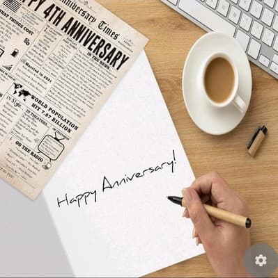 Large 4th Anniversary Card – Romantic Greeting for Husband Wife Couple Celebrati - Thumbnail 4