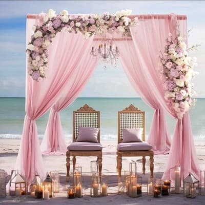 Dusty Rose Wedding Arch Drapes 2 Panels 30"x20Ft Sheer Curtain Backdrop - Thumbnail 4
