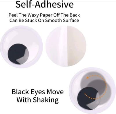 Huge 7.5 Inch Wiggle Eyes Stick-On Googly Eyes for Crafts, Trees, Fun Projects - Thumbnail 2