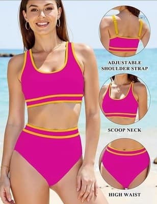 Women’s Bikini Set 2 Piece Swimwear – Triangle Halter Bathing Suit Size M (8-10) - Thumbnail 2