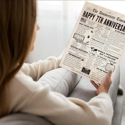 Large 7th Anniversary Card – Romantic Greeting for Husband Wife Couple Celebrati - Thumbnail 2