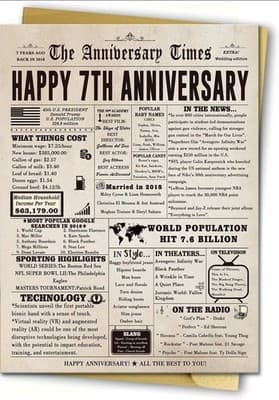 Large 7th Anniversary Card – Romantic Greeting for Husband Wife Couple Celebrati - Thumbnail 3