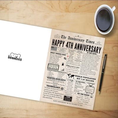 Large 4th Anniversary Card – Romantic Greeting for Husband Wife Couple Celebrati - Thumbnail 2